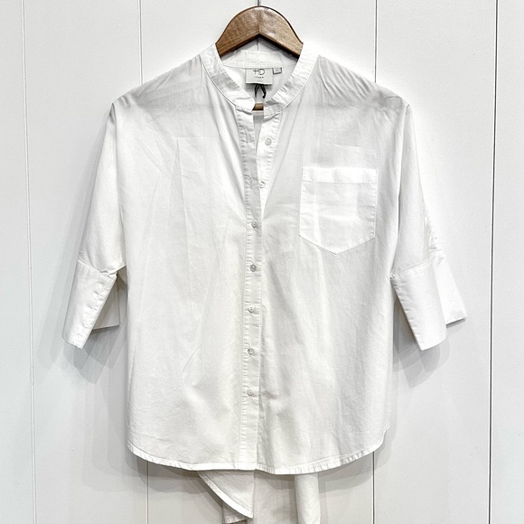 ANTHROPOLOGIE x HD in Paris Mandarin Collar Button Down High/Low Hem White — M - Picture 1 of 4